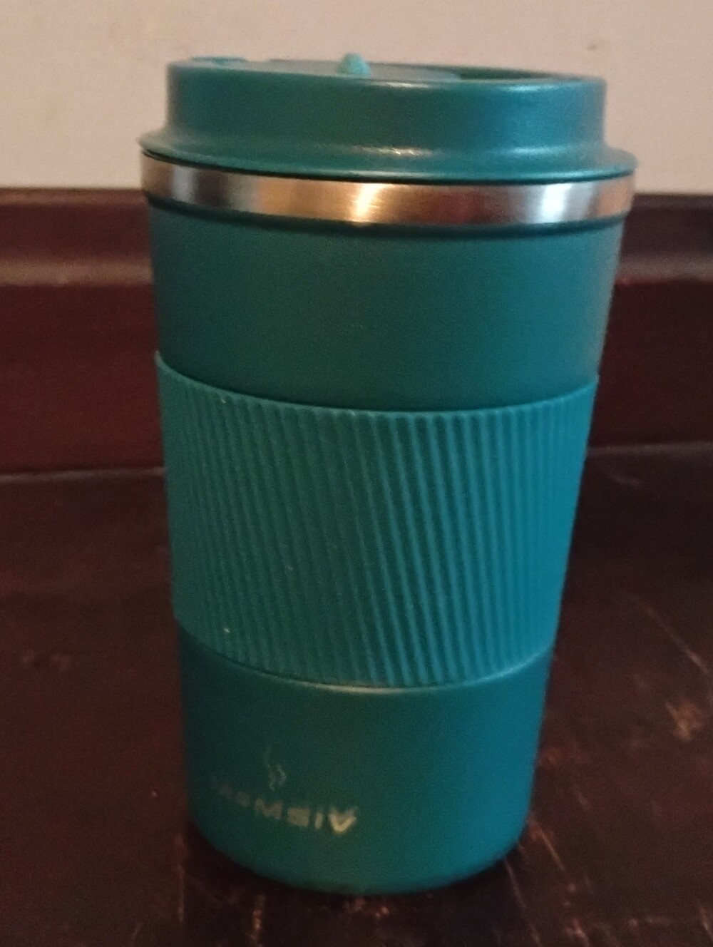 MOMSIV 12oz Insulated Travel Mug Teal Green Stainless Steel Coffee Tumbler Lid